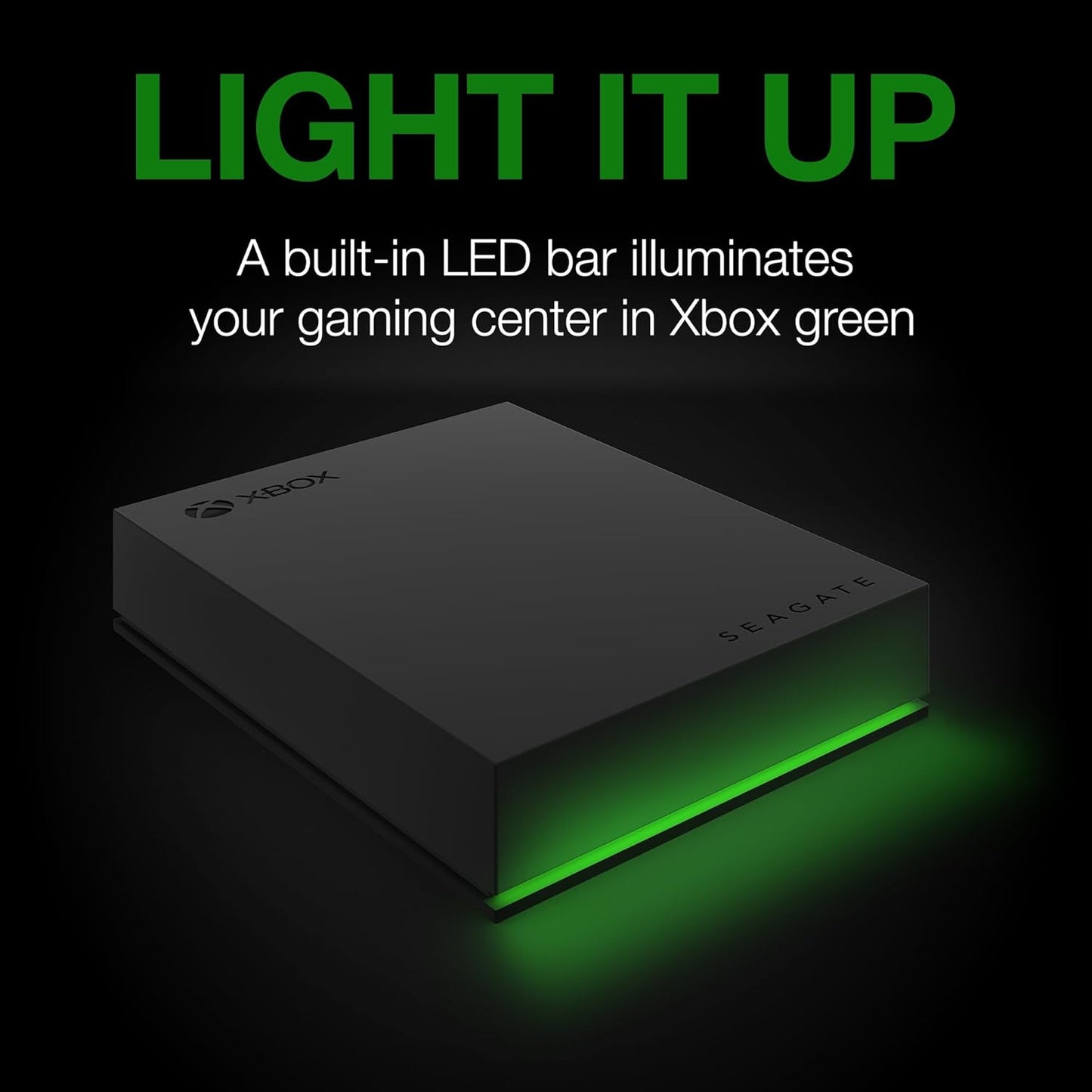 Seagate Game Drive for Xbox 5 TB External Hard Drive Portable HDD - USB 3.2 Gen 1, Black with Built-in Green LED bar, Xbox Certified, 3 Year Rescue Services(STKX5000403)