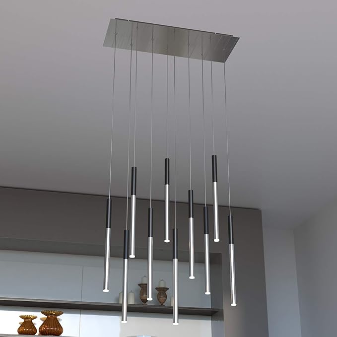 ALTAIR 10 Mini Pendant Lighting Black-Nickel - LED Hanging Light Fixture for Kitchen Island, Bar, Foyer - Cluster Pendants - Dimmable, Adjustable Wire, Lamp Bulb Included