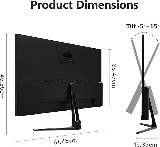 Z-Edge 27-inch Gaming Monitor QHD 2560 x 1440 2K, 180Hz Refresh Rate, 1ms MPRT, UG27QF Fast IPS Computer Monitor with Crosshair, HDMI 2.0x2, DP 1.4x2