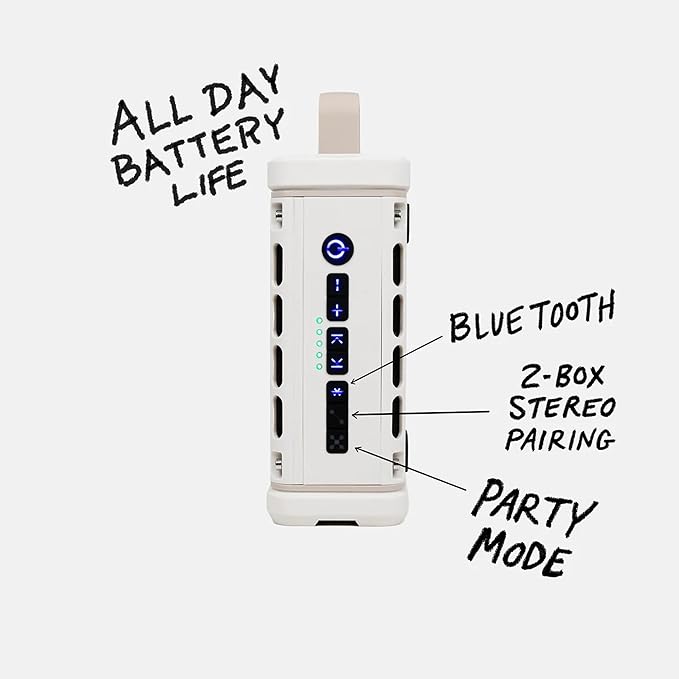 Turtlebox Ranger: Loud! Outdoor Portable Bluetooth 5.4 Speaker | Rugged, Waterproof, Ultra-Portable | Plays to 105db, Deep Bass, Shockproof, Unlimited Pairing for Full Stereo Experience, Ivory