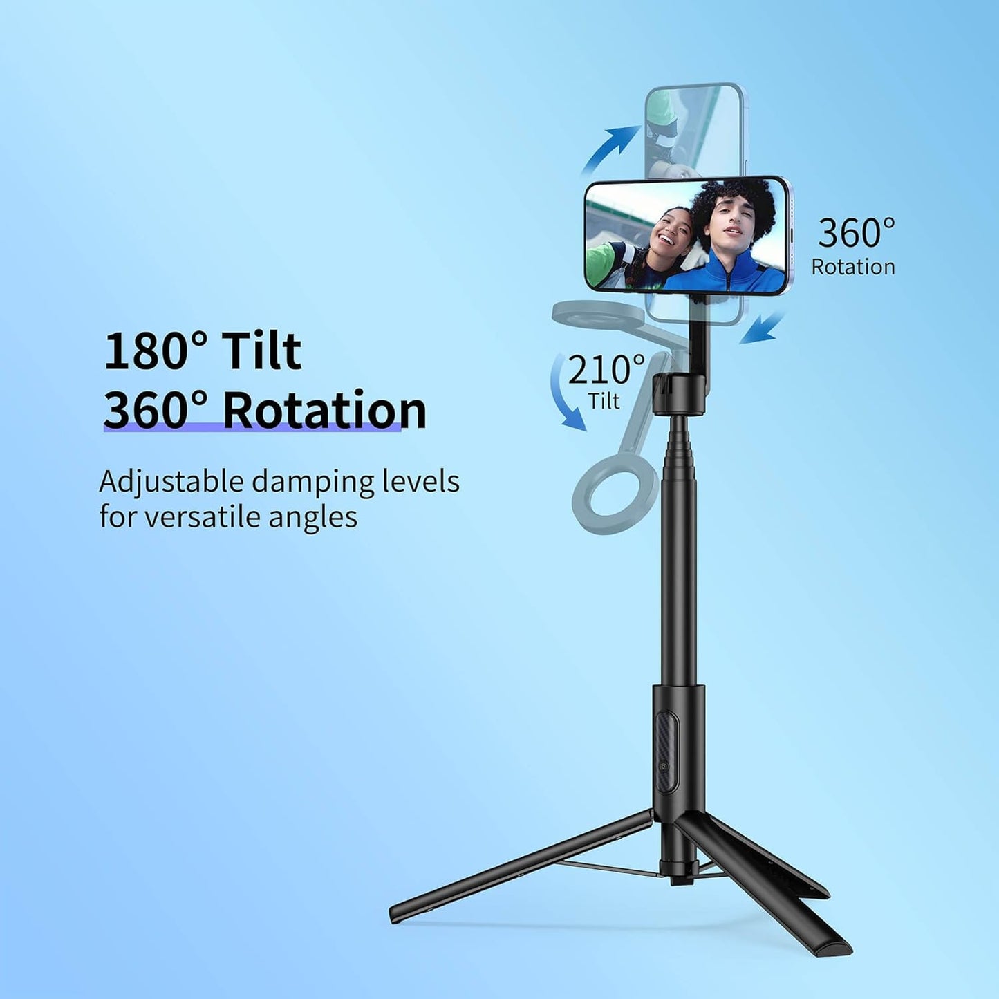 MagSafe Tripod for iPhone 64'' Selfie Stick Phone with Metal Ring and Remote, Fit for iPhone 12/13/14/15 Series, Magsafe Case and Other Phones