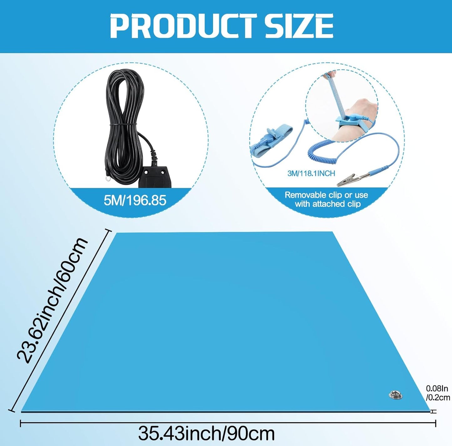 Anti-Static Mat Kits Includes Heat Resistant ESD Mats Anti Static Wrist Straps Grounding Cords Rubber Soldering Table ESD Pad for Computer PC Building Electronics Repair (1 Pack,24 x 35 in)