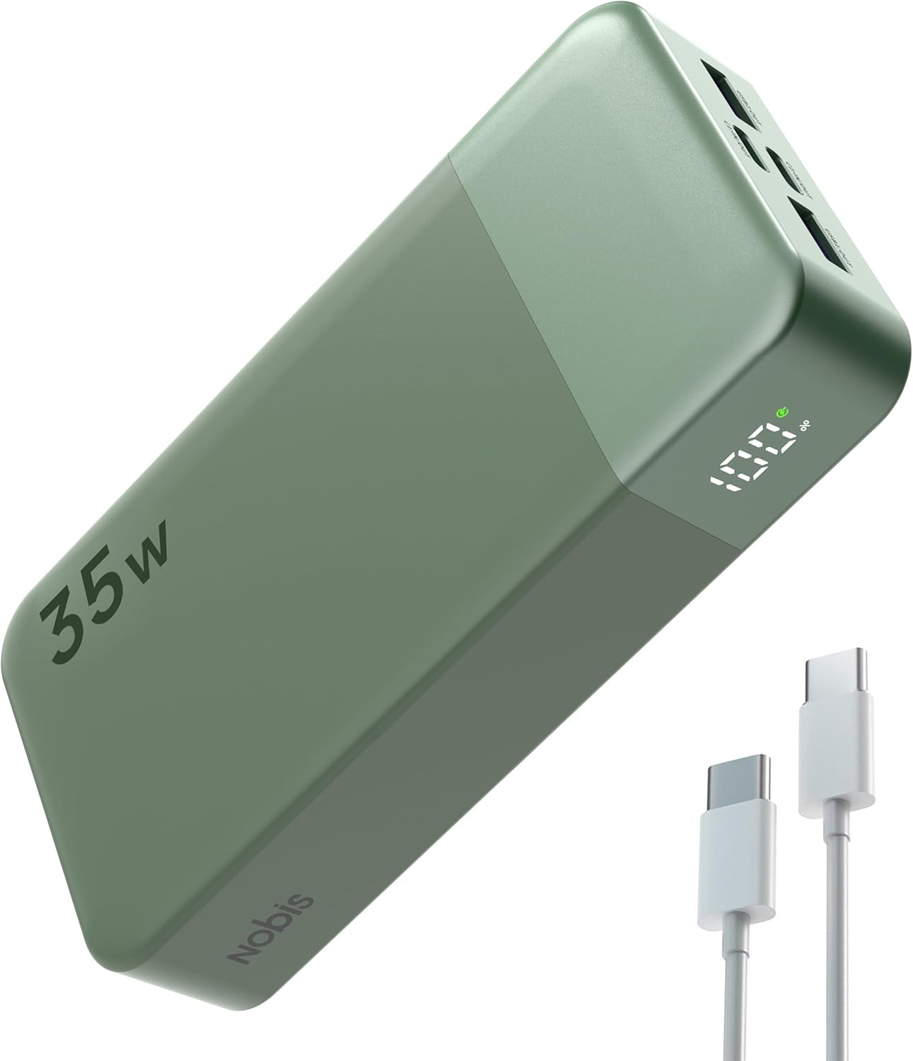 NOBIS Portable Charger, 20000mAh Power Bank, 35W Power Bank Fast Charging, Battery Pack with C to C Cable, Battery Bank with Digital Display for Phone Android etc