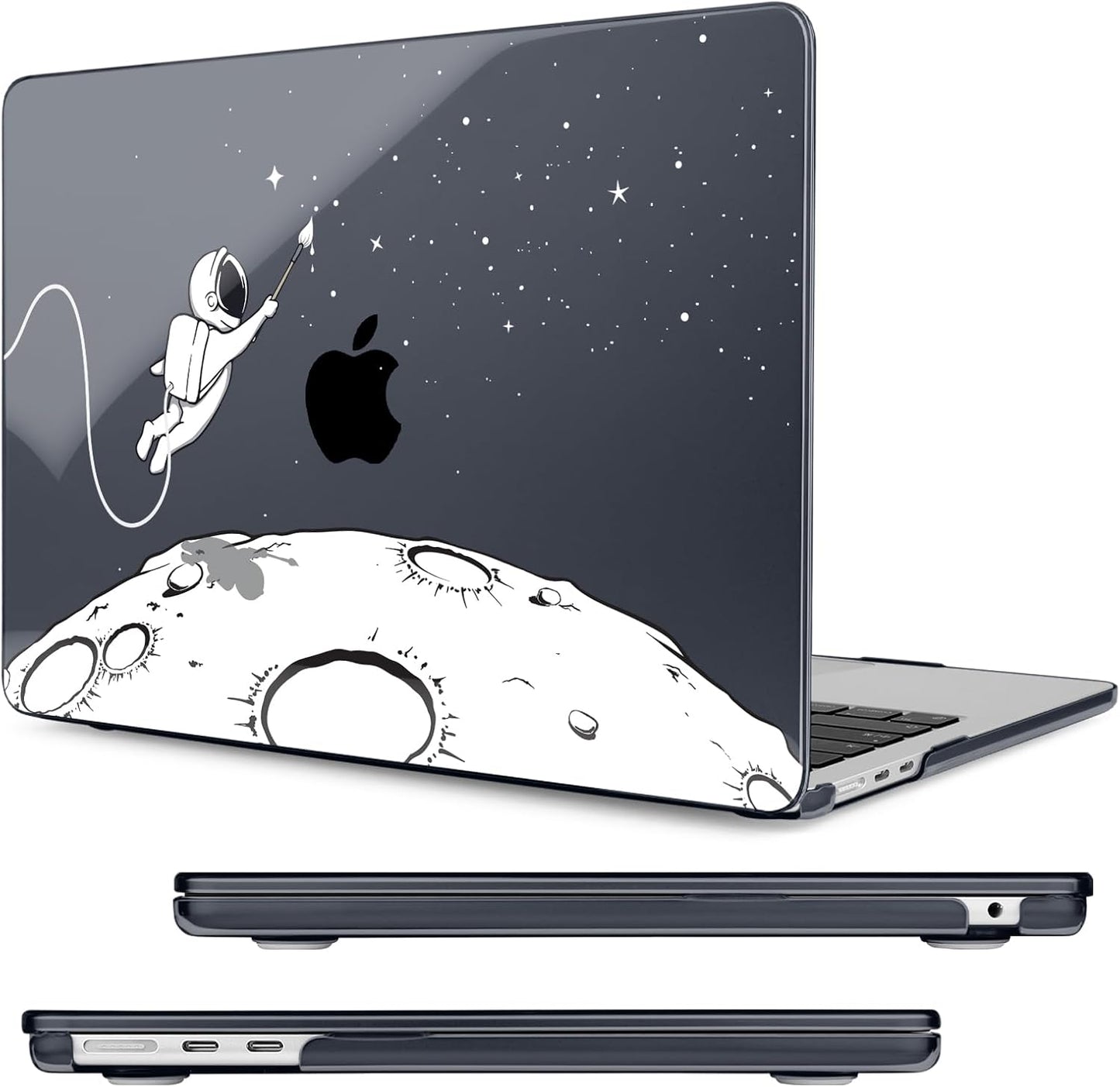 Compatible with MacBook Air 13.6 inch Case, M4 A3240/M3 A3113/M2 A2681 (Released 2025 to 2022), Hard Shell, Keyboard Cover, Screen Protector, Webcam Cover & Type-C Adapter, Astronauts Stars