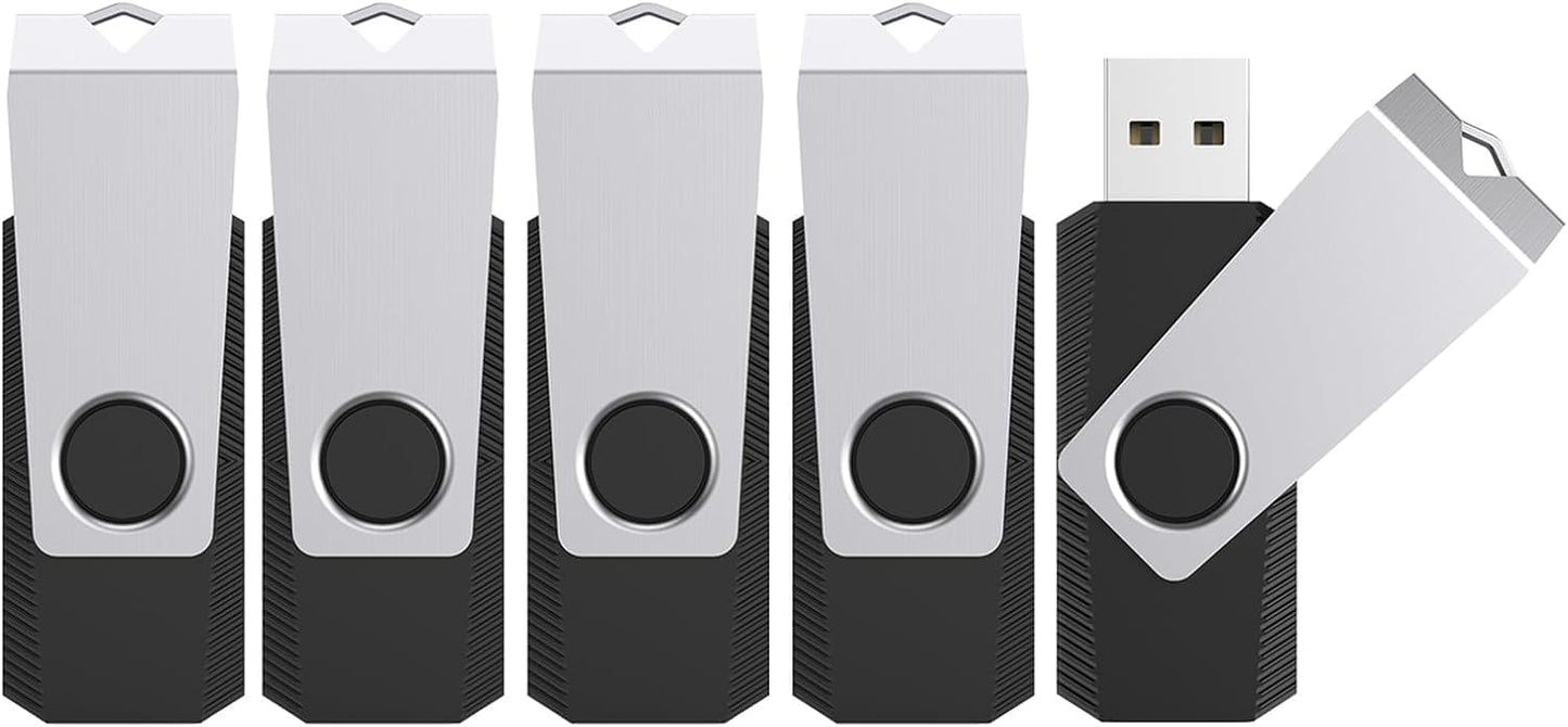 TOPESEL USB Storage Flash Drive, 5 Pack 32GB Flash Drives Memory Stick, Drive Thumb Drives Stick Flash Memory Stick Swivel USB 2.0 (32G,5PC, Black)