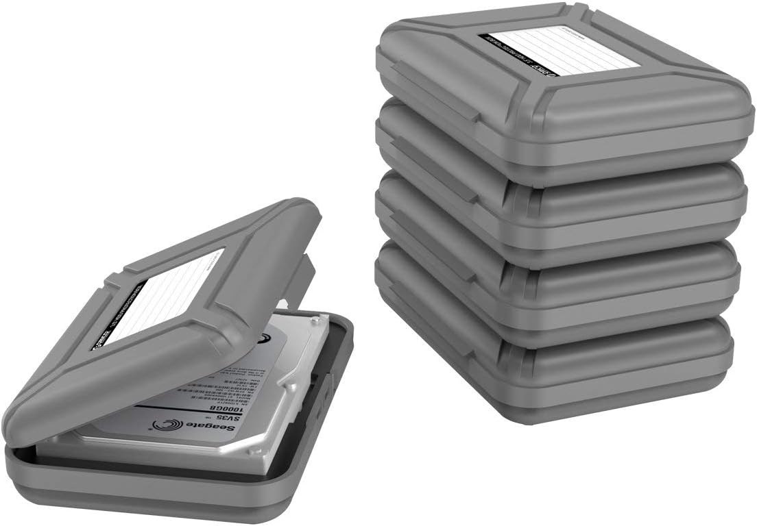 ORICO External Hard Drive Case for 3.5 Inch HDD/SSD 5 Packs Portable Hard Drive Carrying Protective Storage Box Anti-Static and Shockproof -PHX5S