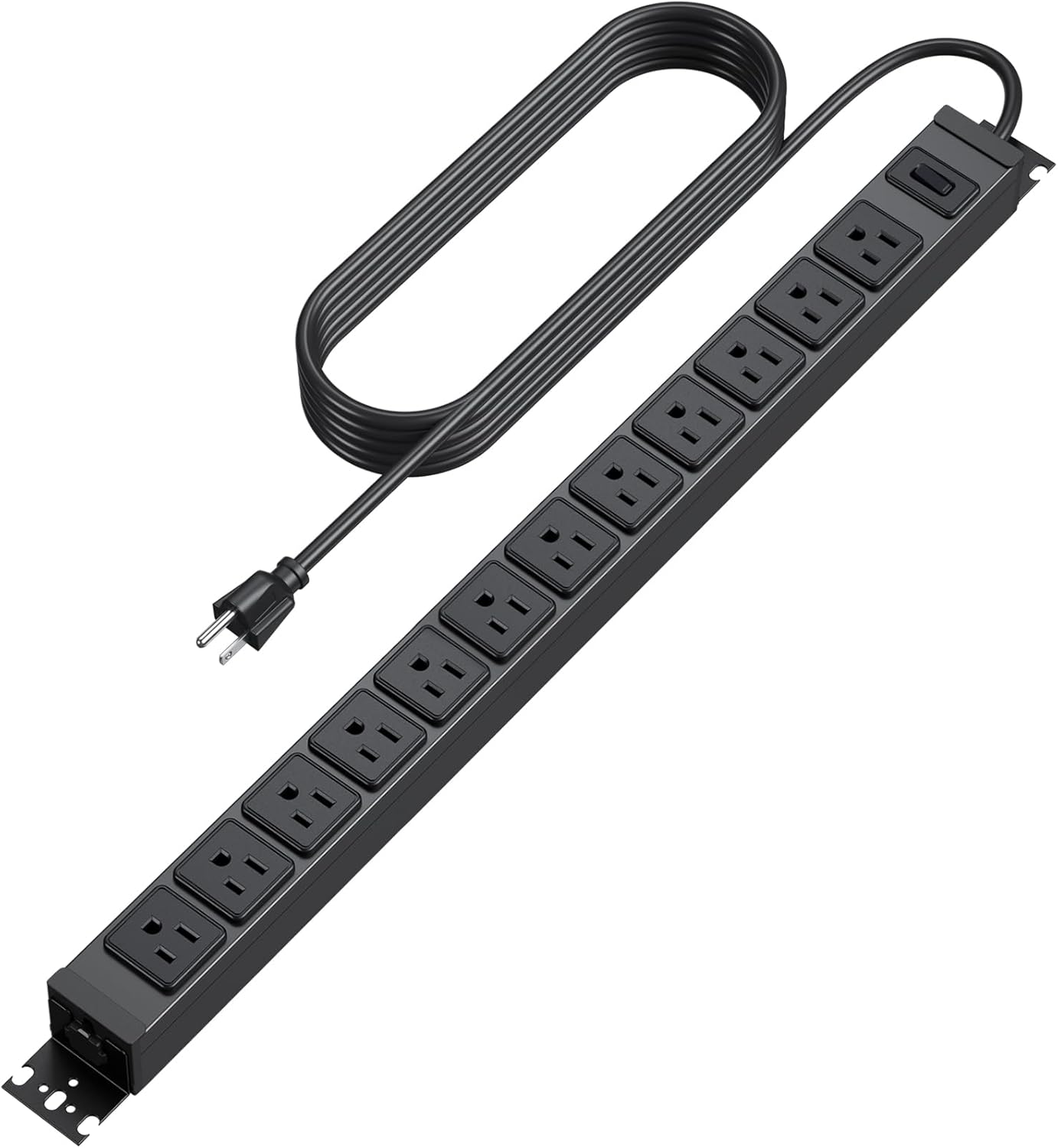 HHSOET 360° Rotating 12 Outlet Mountable Power Strip, Metal Gaming Table Mounted Outlet Strip, Heavy Duty Wall Mount Surge Protector with Switch, Works Great and Very Versatile, 3ft Power Cord.Black