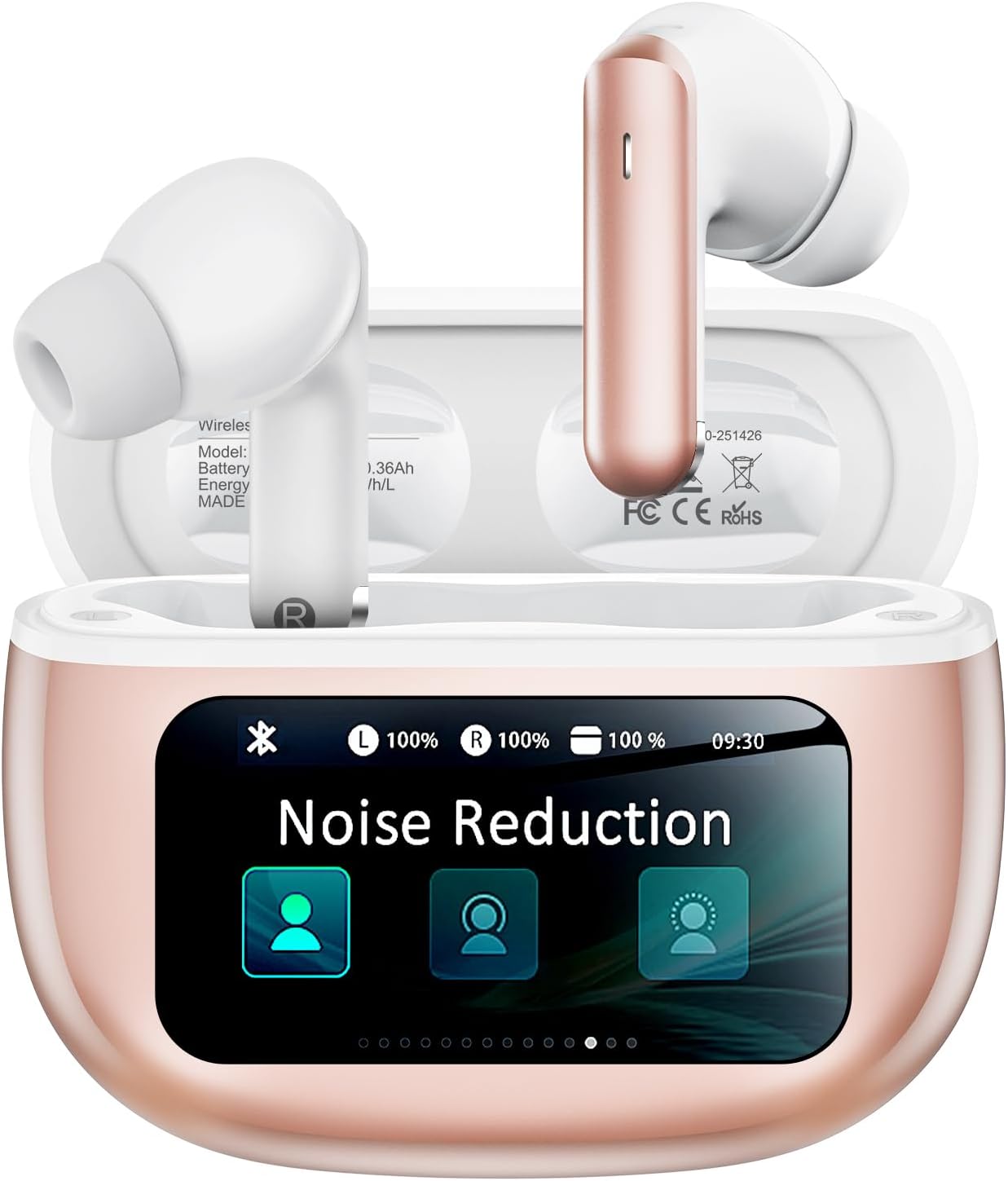 Wireless Earbuds, Ear Buds Active Noise Cancelling with Charging Case, 6.0 Bluetooth Earbuds with AI Clear Calls, 40H Playtime for Sports & Working, Stereo Sound Headphones for iPhone/Android/iPad