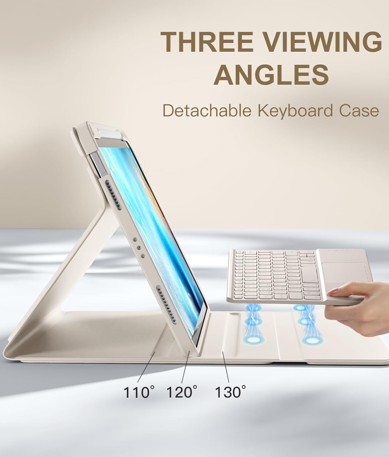 Compatible with iPad Air 11 Inch & Air 5th/ Air 4th Generation Case with Keyboard - Multi-Touch Trackpad, 7-Color Backlit, Detachable Folio Cover for Air 11-inch M3/M2 (2025/2024) (Starlight)