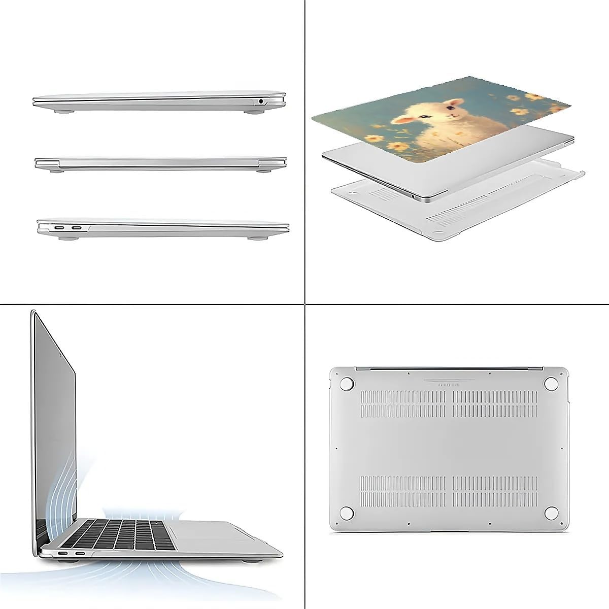 Compatible with MacBook Air 13.3 13.6 Inch Case 2022 2021 2020 2019 Plastic Hard Shell Case Cover,13.6 Air (A2681) M2 2022, Cute Little Lamb