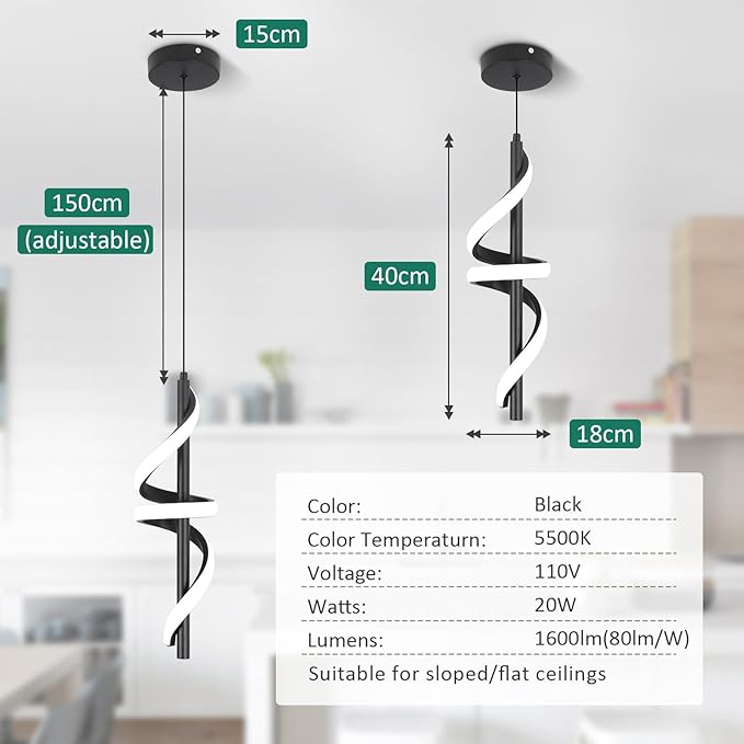 CANEOE Black Pendant Light Fixtures, Adjustable Modern Pendant Lights for Kitchen Island Small Pendant Lighting for Kitchen Island Dining Room Bar Living Room Bedroom Hanging Light Fixtures,1 Pack