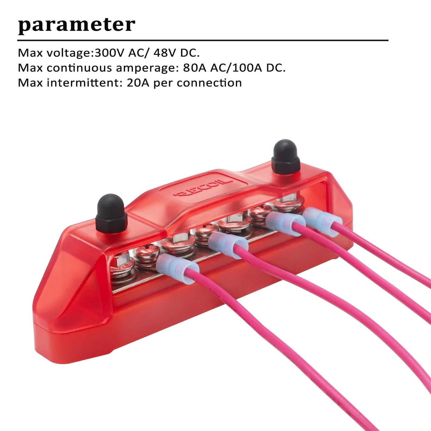 Recoil BBS43-P Bus Bar 4 x M5 Studs 3 Screw Terminals Power Distribution Block Busbar with Ring Terminals