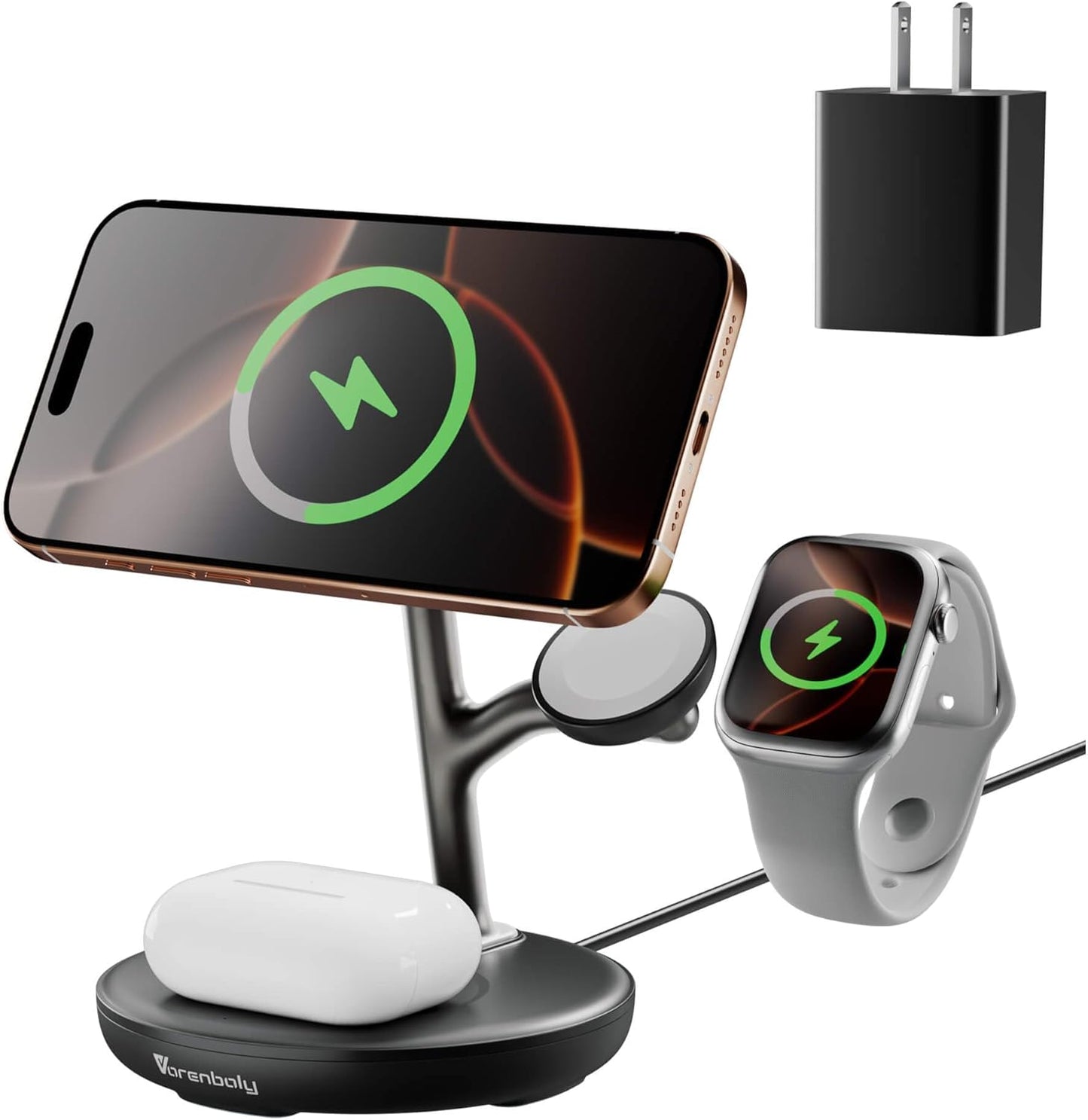 Magnetic Charger for iPhone Charging Station, Mag-Safe Phone Charger for iPhone 17 16 15-12 Series ，for Airpods Apple Watch and Phone Charging Stand