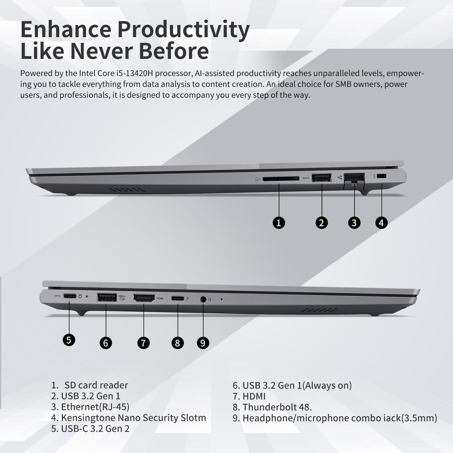 Lenovo ThinkBook 16 Business Laptop, 16" FHD+ Display, 8-Core Intel i5-13420H, 32GB DDR5 RAM, 1TB SSD, HDMI, SD Card Reader, Wi-Fi 6, Windows 11 Pro, Bundle with Targus USB-C 100W Docking Station