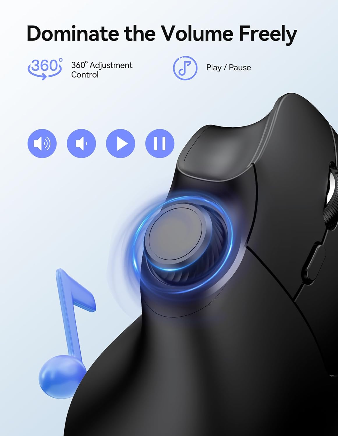 TECKNET Ergonomic Mouse, Rechargeable Wireless Bluetooth Mouse (BT 5.0/5.0+2.4G), Vertical Mouse with Volume Knob, Quiet Clicks, Cordless Mice 6 Adjustable DPI with USB A Receiver, Wide Compatibility