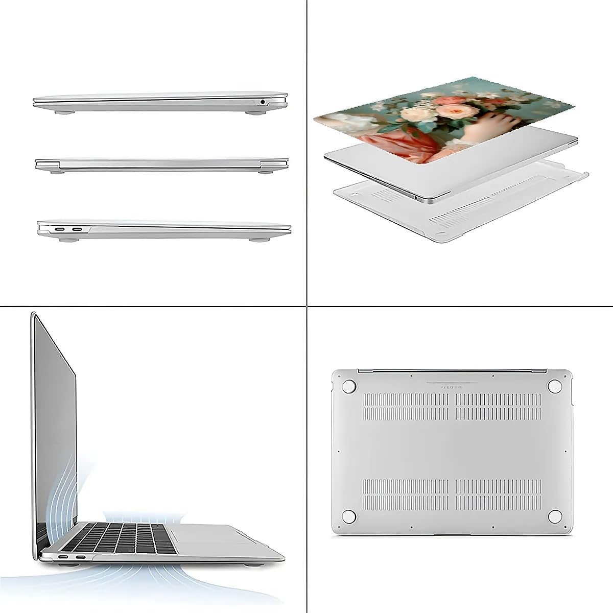 Compatible with MacBook Air 13.3 13.6 Inch Case 2022 2021 2020 2019 Plastic Hard Shell Case Cover,13.6 Air (A2681) M2 2022, A Lady with Flowers