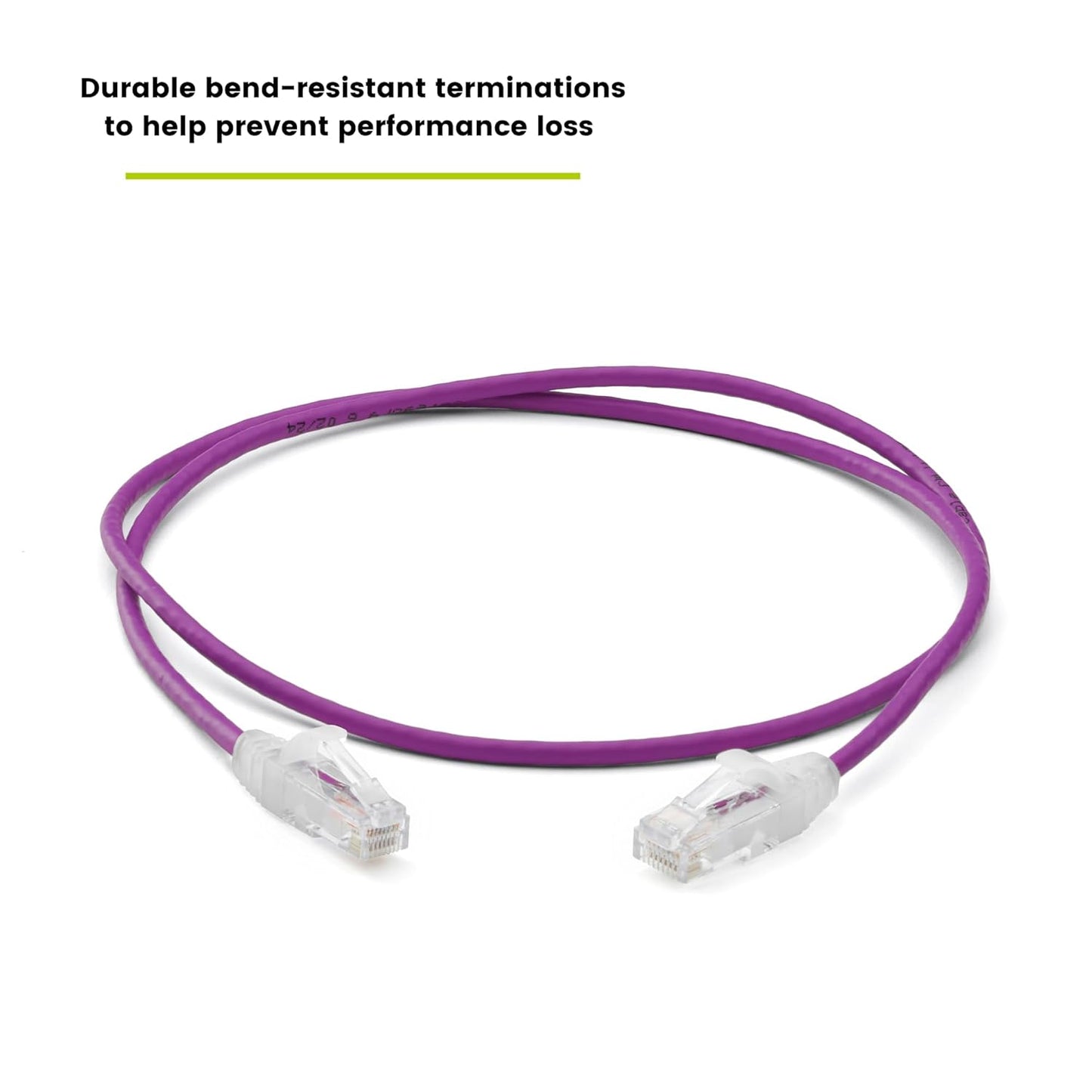 TRUECABLE Cat6 Component Rated Patch Cable, Unshielded (U/UTP), 3ft, Purple, 28AWG Solid Copper, Snagless 10G High-Speed Ethernet Cable, PoE++ 4PPoE 100W, UL Listed, RoHS-3, 5 Pack