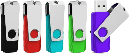 Aiibe 128GB USB Flash Drive 5 Pack Flash Drive 128GB Thumb Drive USB Drive 128GB USB 2.0 Memory Stick Jump Drives with Keychain (128G, 5 Colors: Black Red Cyan Green Purple)