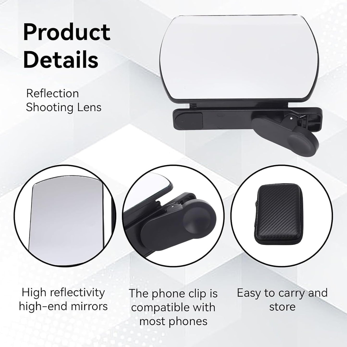 Mirror Effect Lens - Capture Stunning Reflections Instantly, Smartphone Camera Mirror Reflection Clip Kit, Mirror for Phone to Use Back Camera (White*2pcs)