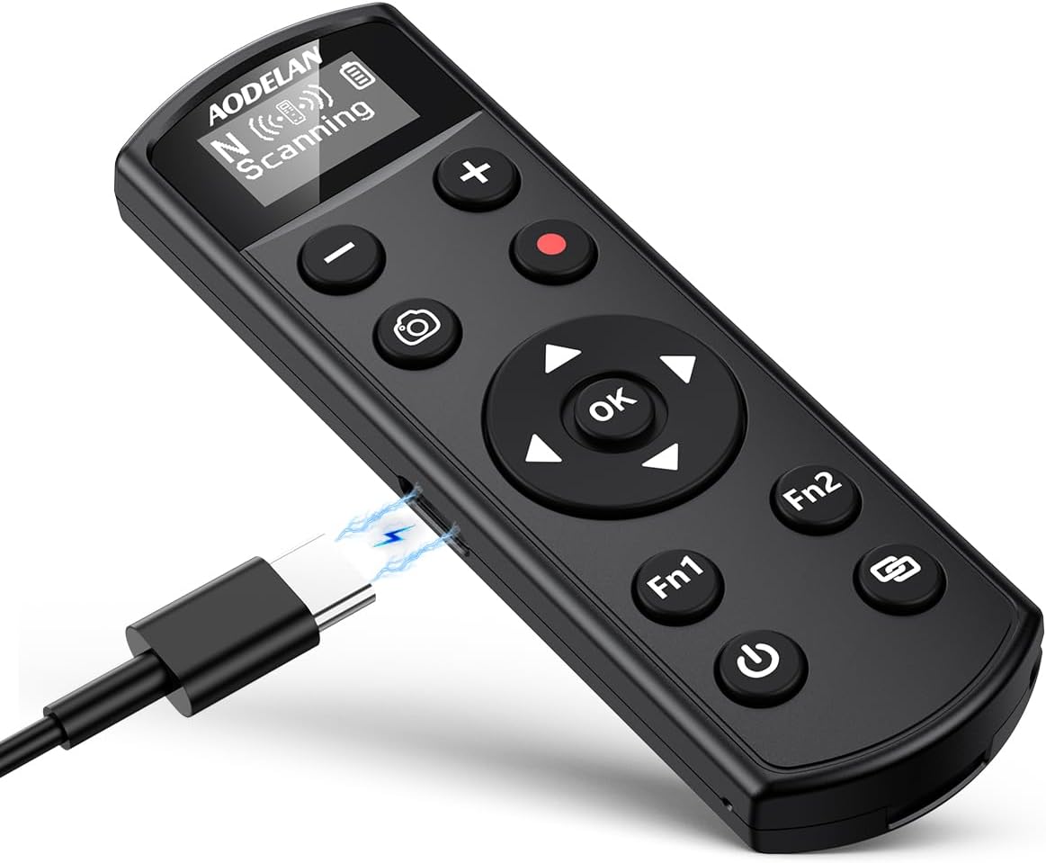 for Nikon Wireless Camera Remote Control - Aodelan Rechargeable Shutter Release Trigger with OLED Screen for Zfc, Z50, P1000,A1000, P950, B600; Replaces Nikon ML-L7(Black)