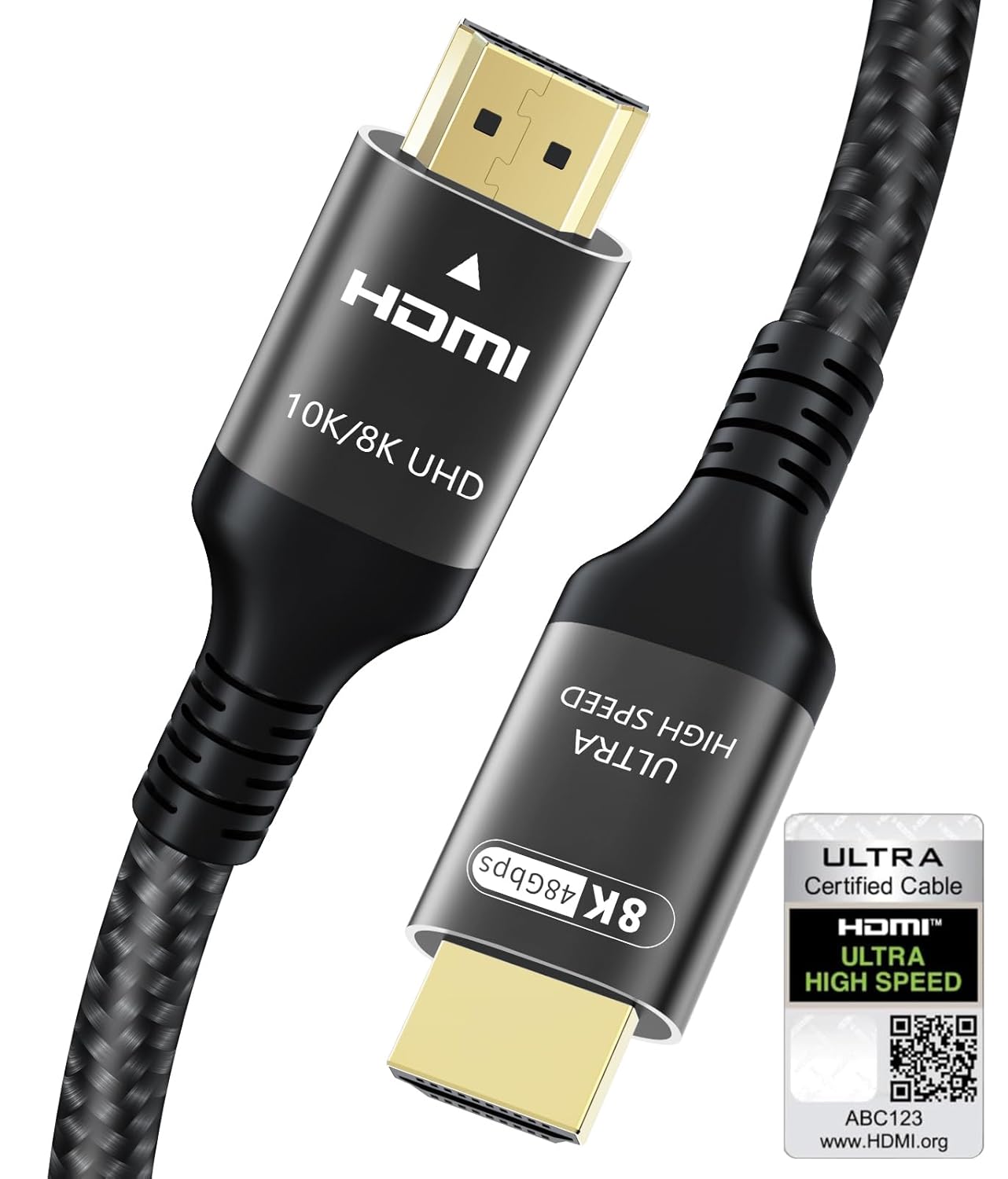 Certified 10K 8K HDMI 2.1 Cable 16.4 FT, 48Gbps Ultra High Speed HDMI Cable with Ethernet 4K 240Hz 165Hz 144Hz 120Hz 8K60Hz eARC HDCP2.3 HDR10+ PC Laptop TV Monitor Projector