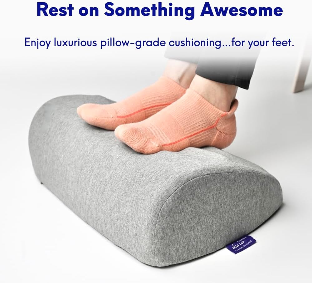 C CUSHION LAB Foot Rest for Under Desk at Work - Adjustable Memory Foam Foot Rest for Office Chair & Gaming Chair - Ergonomic Design for Back & Hip Pain Relief - Wellness Green