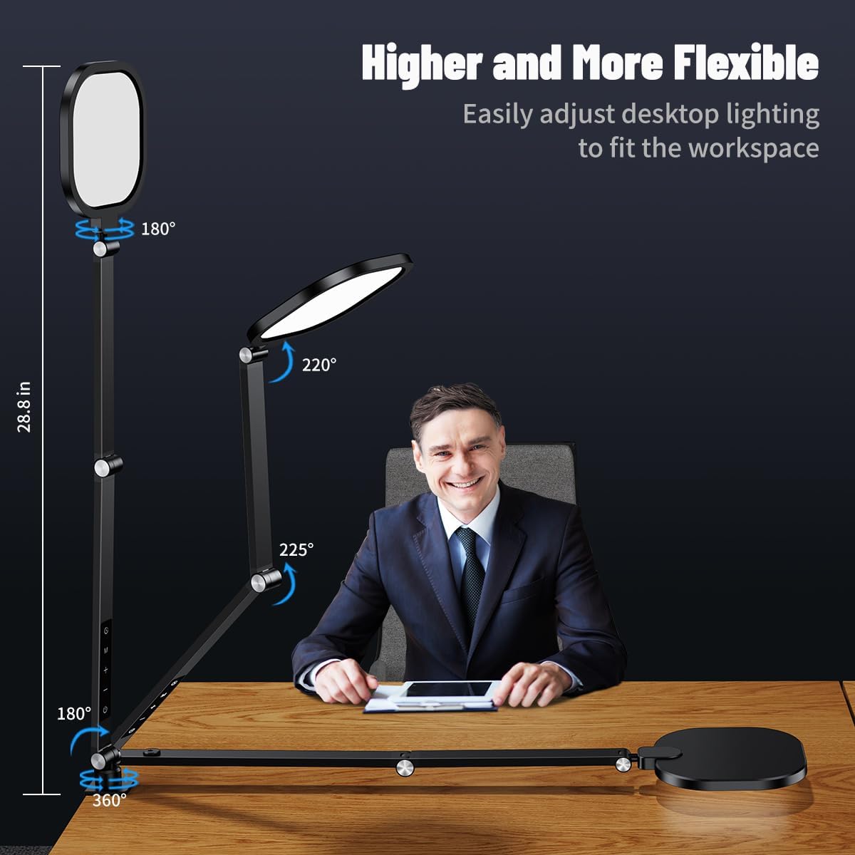 Desk Zoom Meeting Light for Video Conference, Computer Lights with Clamp for Video Call, Eye-Caring Side-Emitting Tech with Adj. Brightness, Color Temp, Memory & Timing Func