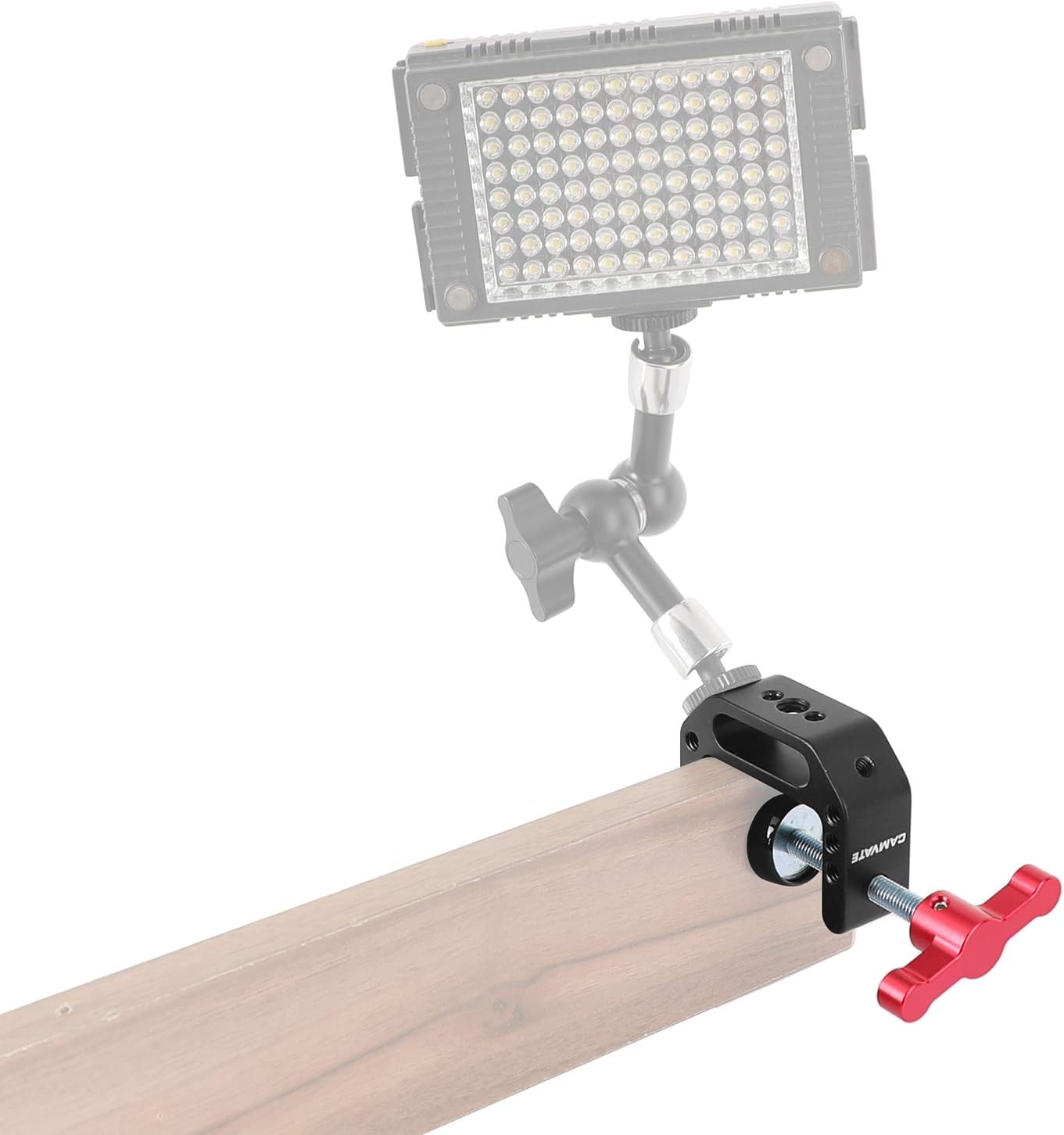 CAMVATE C-Clamp with 1/4 and 3/8 Thread Hole for Camera Monitor(Red T-Handle) - 1687