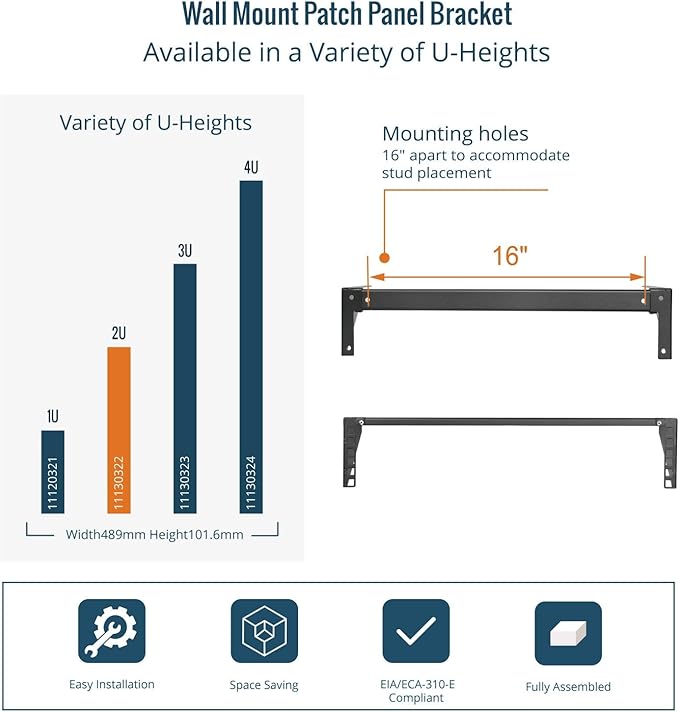 Tecmojo 2U Vertical Wall Mount Rack,Foldable Vertical Rack and Wall Mountable Patch Panel Bracket,Server Rack for 19" Rack Mount Network,Server and Data Equipment