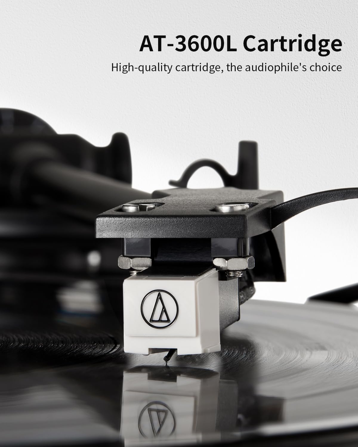 ANGELS HORN High Fidelity Vinyl Record Player, Bluetooth Turntable, 2 Speed Belt Drive, Built-in Preamp, Adjustable Counterweight,Magnetic Cartridge (Black)