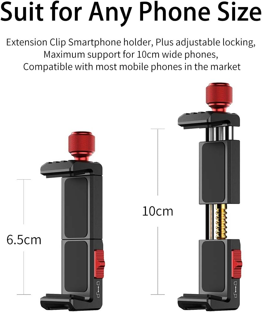 Cell Phone Tripod Mount, ULANZI ST-14 Smartphone Tripod Mount Adapter Aluminum with Cold Shoe, 360° Cell Phone Stand Holder Clamp for iPhone16 15 14 13 12 11 Max Pro iPhone X XR Xs 6 7 Plus