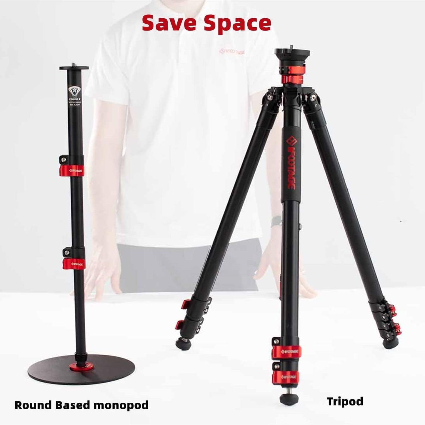IFOOTAGE Cobra RB-A200,Round Base Monopod,Professional Camera Aluminium Monopod with Quick Adjustment Height Buckle,Compatibility DSLR Cameras Camcorders(56cm/22.04Inc)