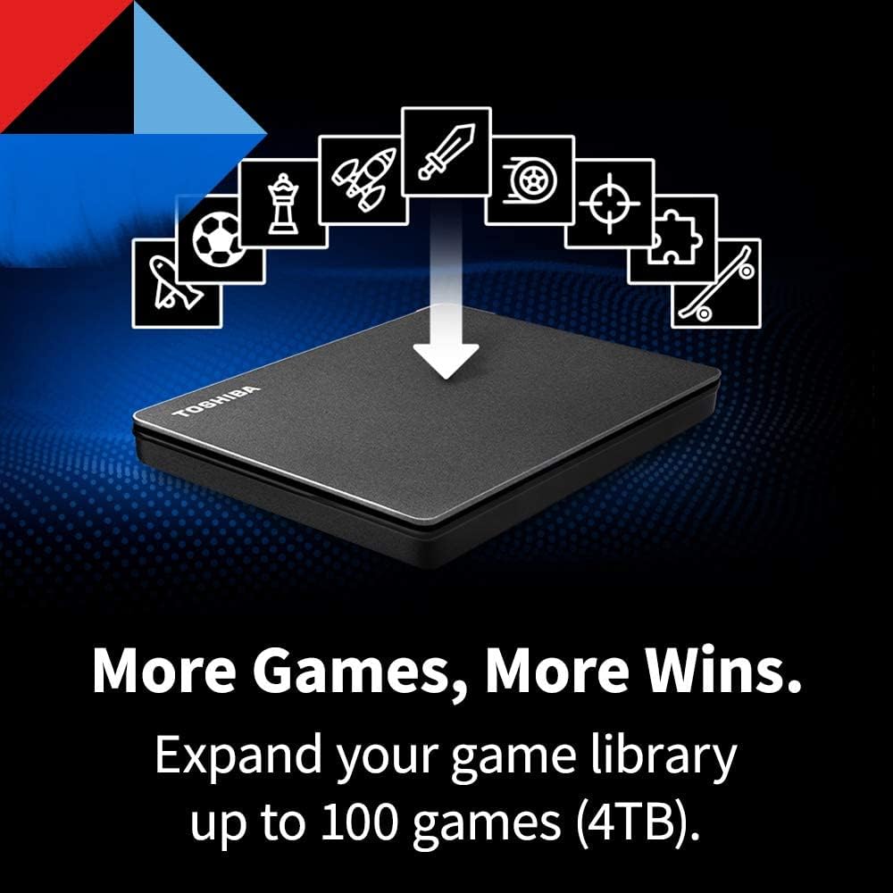 Toshiba Canvio Gaming 4TB Portable External Hard Drive USB 3.0, Black for PlayStation, Xbox, PC & Mac - HDTX140XK3CA