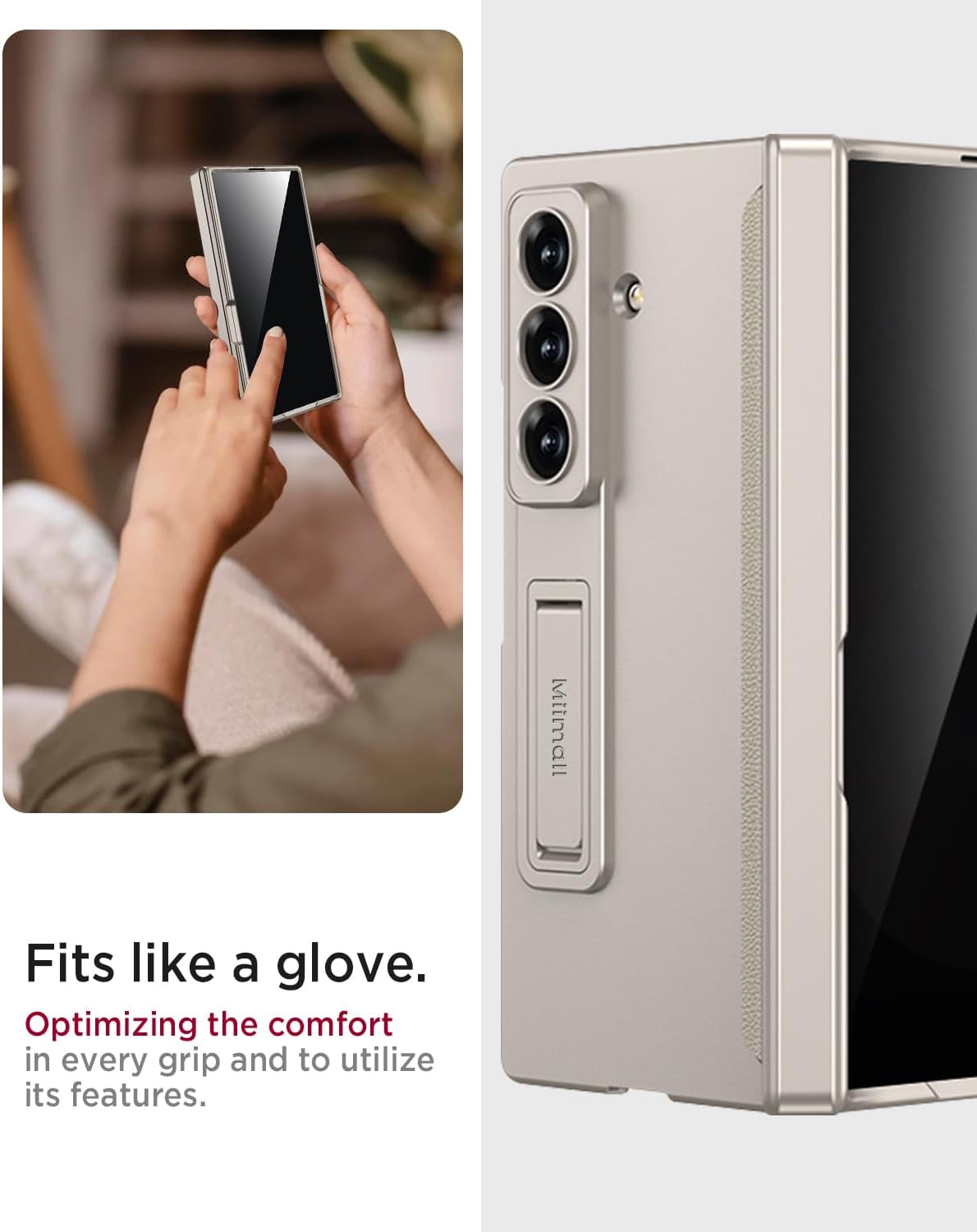 Miimall for Samsung Galaxy Z Fold 7 Case with Privacy Screen Protector, Built-in Adjustable Kickstand & Magnetic Hinge Protection All-Inclusive Protective Case for Galaxy Z Fold 7 5G Titanium Grey