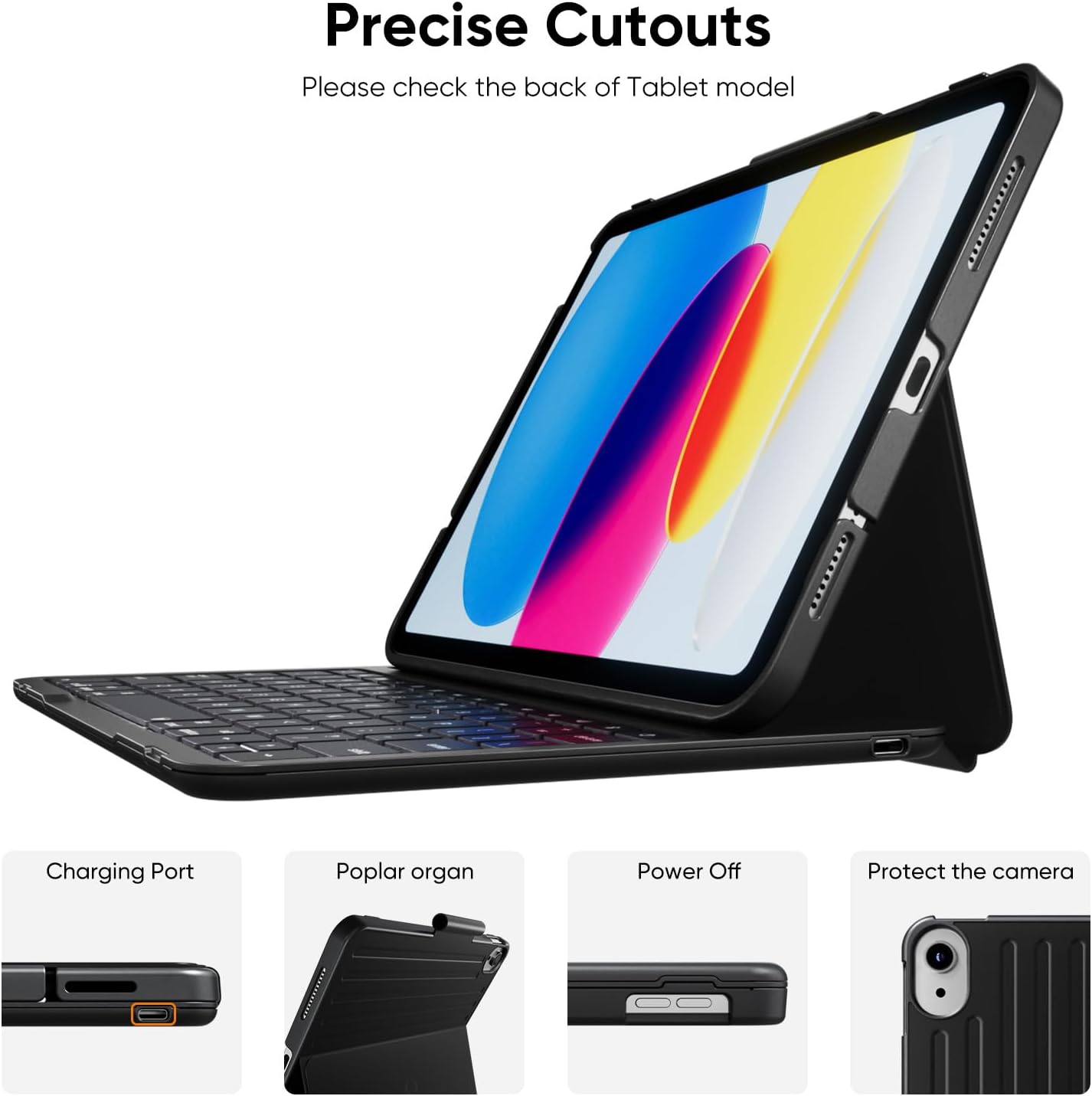 PAUL B for iPad 10th/11th Generation Case with Keyboard 10.9 Inch 2022/11 Inch 2025,Cover with Pencil Holder,Integrated for 10 Gen/11 Gen(A16),Wireless iPad Keyboard Case,Thin & Light (Black)