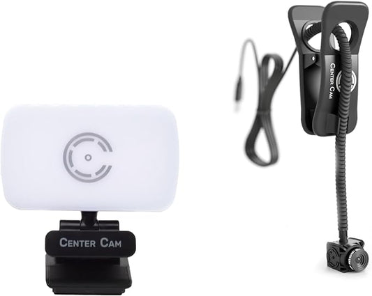 Center Cam Deluxe Package - Middle-Screen HD 1080p Webcam, LED Ring Light, Carrying Case, Conference Lighting Kit for Zoom Meetings and Video Calls