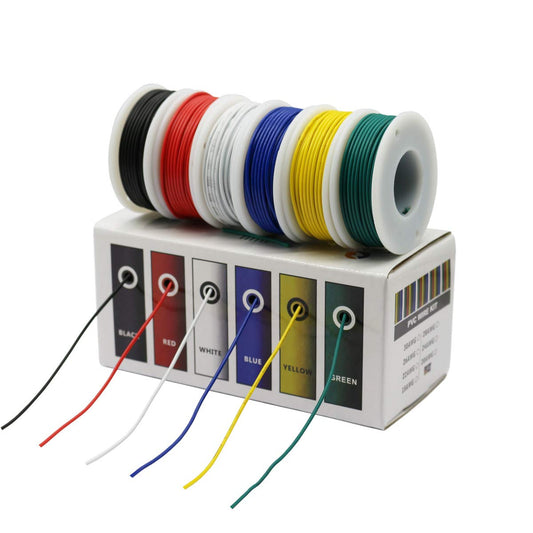 Hook up Wire Kit (Stranded Wire Kit) 24 Gauge 6 Colors 32.8 feet Each Electrical Wire 24 AWG PVC Wire