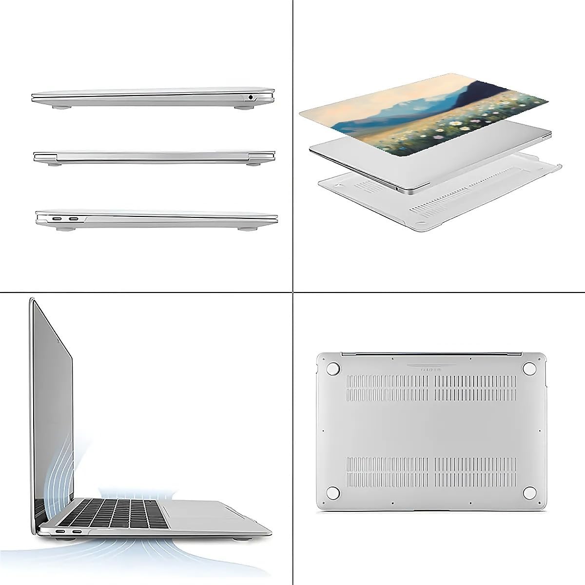 Compatible with MacBook Air 13.3 13.6 Inch Case 2022 2021 2020 2019 Plastic Hard Shell Case Cover,13.3 Air (A1932/A2179/A2337), Wildflowers and Mountains