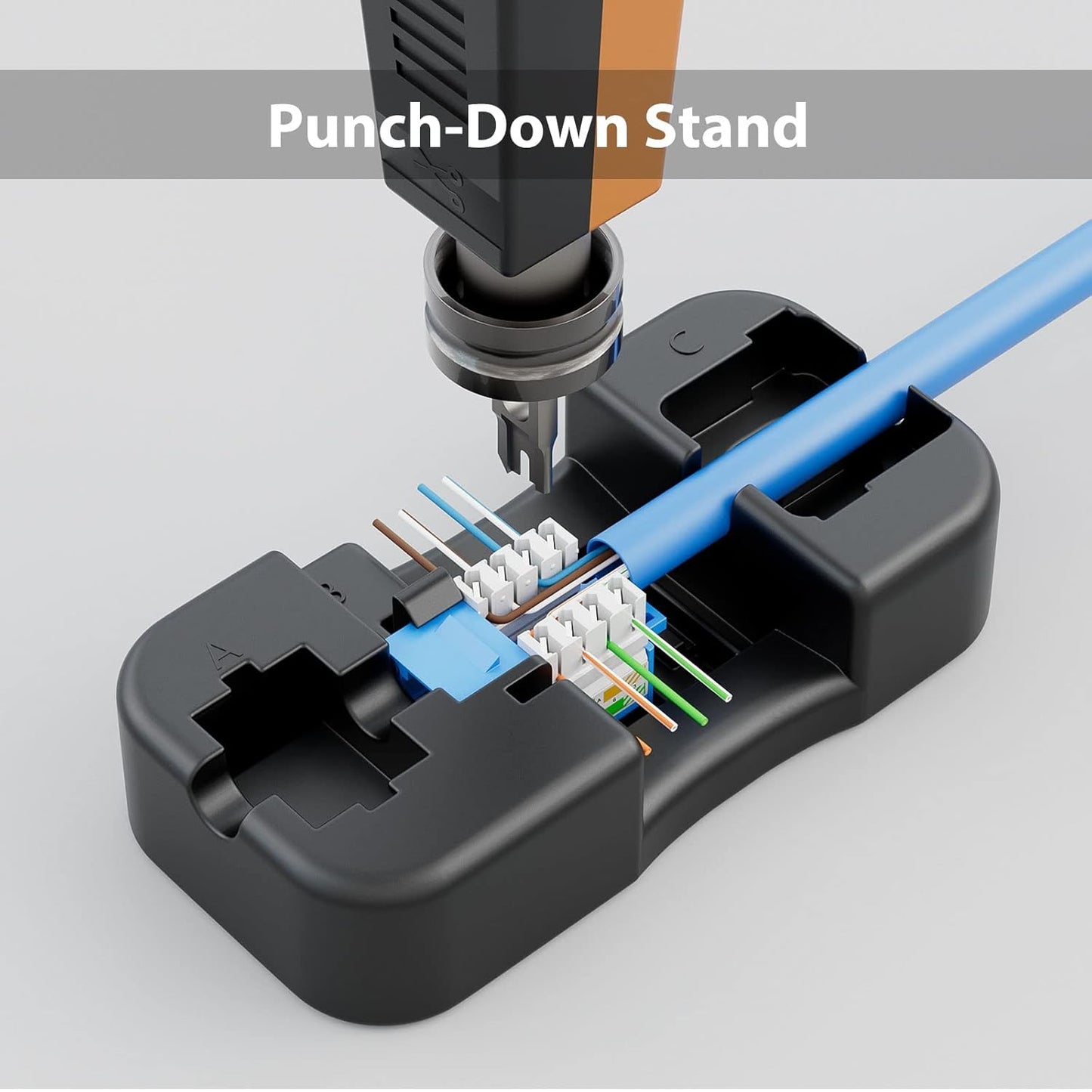 iwillink 10Gbps Cat6 Keystone Jack and Punch-Down Stand, 50-Pack, RJ45 Ethernet Keystone Jacks, 90-Degree UTP Modular Punch Down Keystone Jack Adapter, Blue