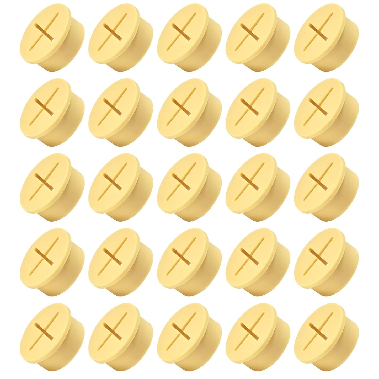 20Pcs Desk Grommet, 1" (25mm) Yellow Silicone Cord Hole Cover, Flexible Rubber Wire Grommets, Wall Grommets for Cables Management, Table, Countertop, Cabinets and Furnitures Wire Organizer