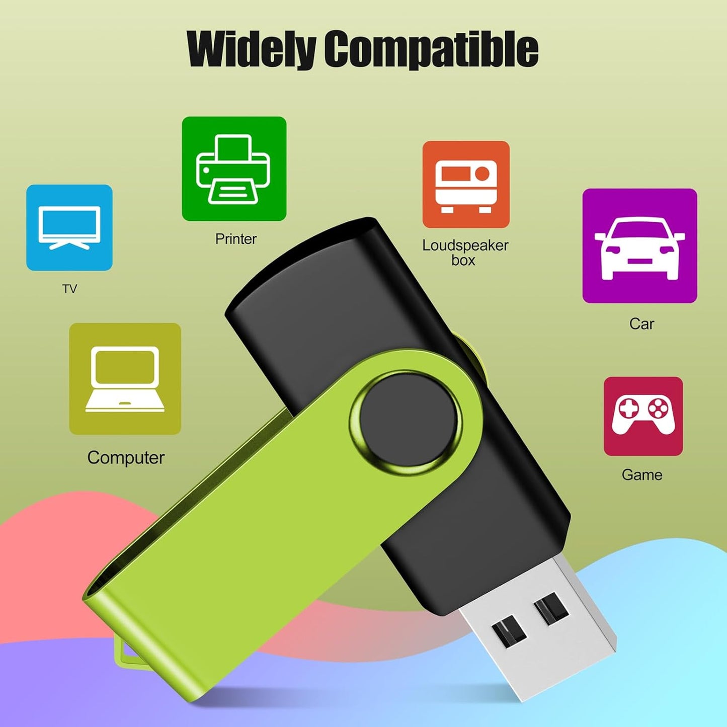 EASTBULLUSB Flash Drive Bulk 2GB 20 Pack with Lanyards USB 2.0 Thumb Drive Bulk Memory Stick Swivel Pen Drive for Storage and Backup 2GB 20 Pack, Green