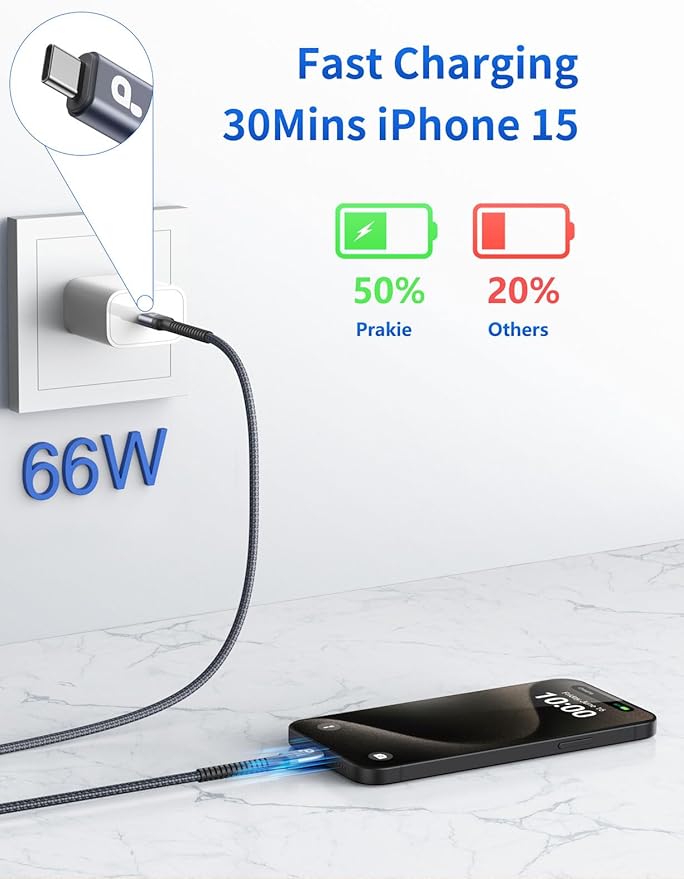 USB C to C Cable 1FT, 2Pack USB C Cable, Long Type C Fast Charging Cable Nylon Braided USBC Charger Cord Compatible with iPhone 17/16/15/Pro/Plus/Pro Max/Samsung Galaxy S23/LG and More