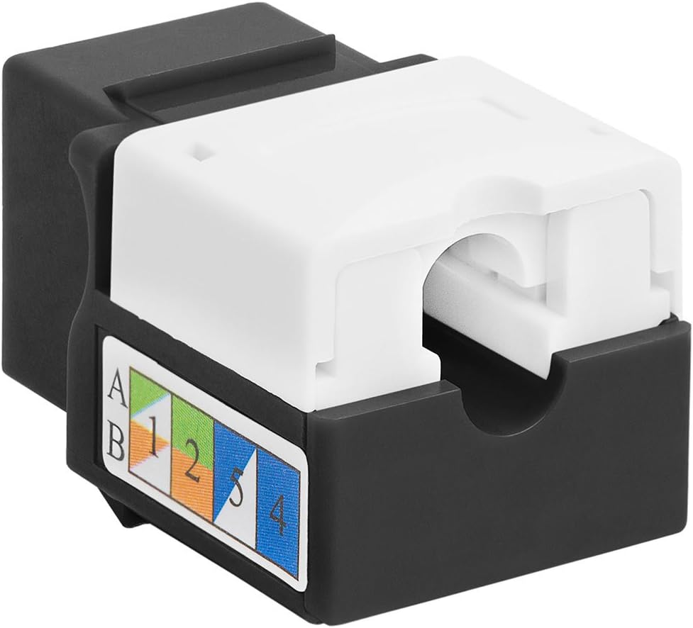 Cmple - RJ45 Keystone Jack 90 Degree Cat5e Keystone Jack Insert Punch Down RJ45 Connectors Female for Wall Plates, Patch Panels, Patch Cables, Ethernet Cables - Black