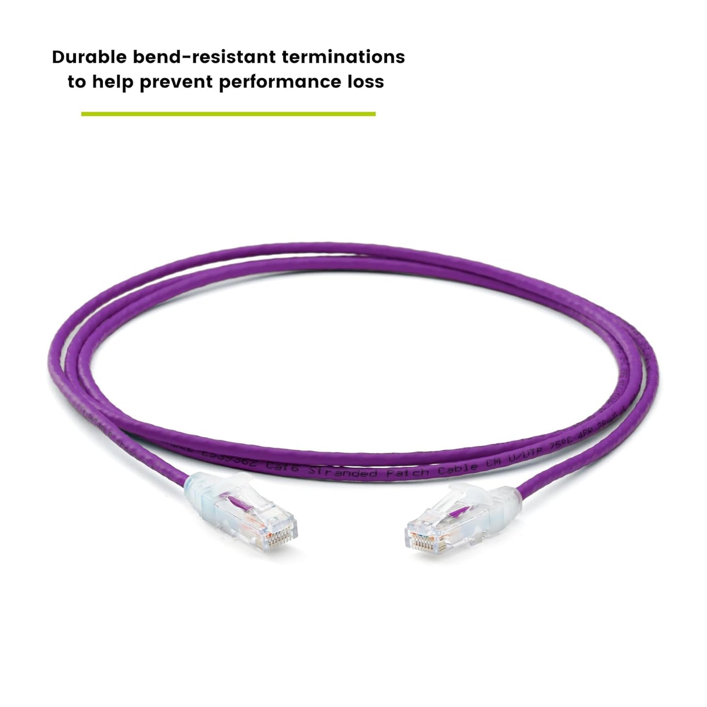 TRUECABLE Cat6 Component Rated Patch Cable, Unshielded (U/UTP), 5ft, Purple, 28AWG Solid Copper, Snagless 10G High-Speed Ethernet Cable, PoE++ 4PPoE 100W, UL Listed, RoHS-3, 1 Pack
