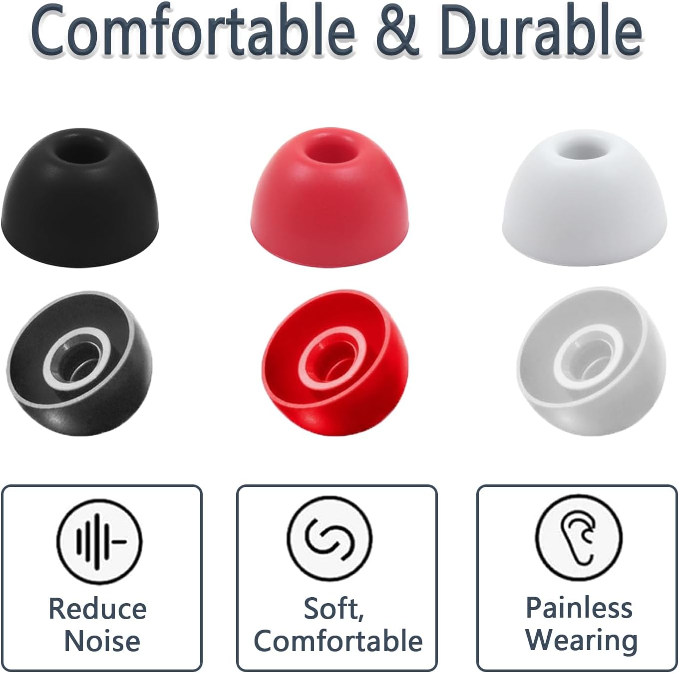 Replacement Silicone Ear Tips for Beats Fit Pro/Studio Buds/Studio Buds+ Headphone, 6 Pairs Earbuds Eartips L/M/S, Eargels Set Fit in Case, Earplug Ear Cap (Silver White)