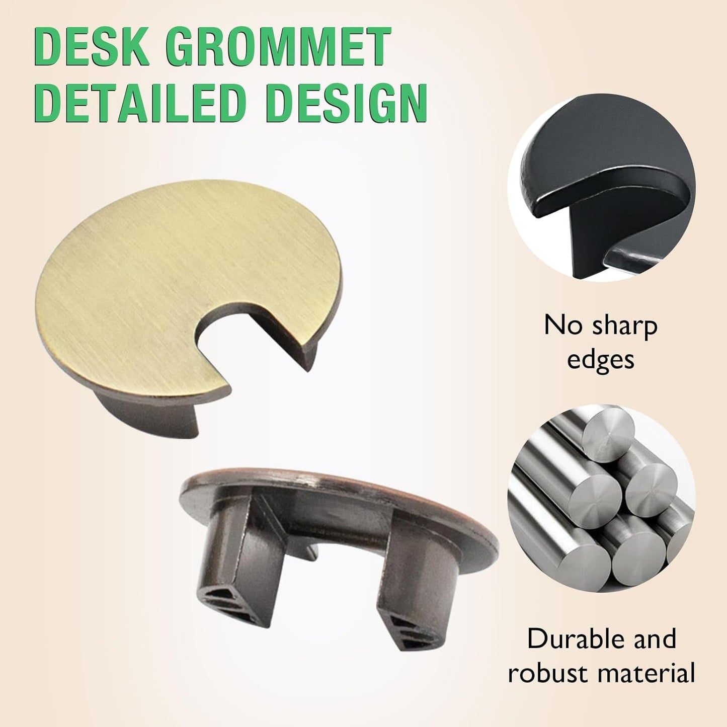 1 Pcs Desk Grommet 1-3/8" / 35 mm, Desk Cord Hole Cover, Cable Grommet Metal Zinc Alloy Materilal, Desk Hole Grommet for Home & Office Pc, Detachable Cable Cord Organizer-Brushed Silver