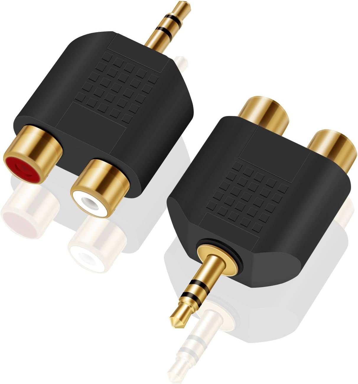 ANDTOBO 3.5 mm TRS to Dual RCA F (2-Pack), 3.5mm Stereo Male to Dual RCA Female Audio Breakout Adapter