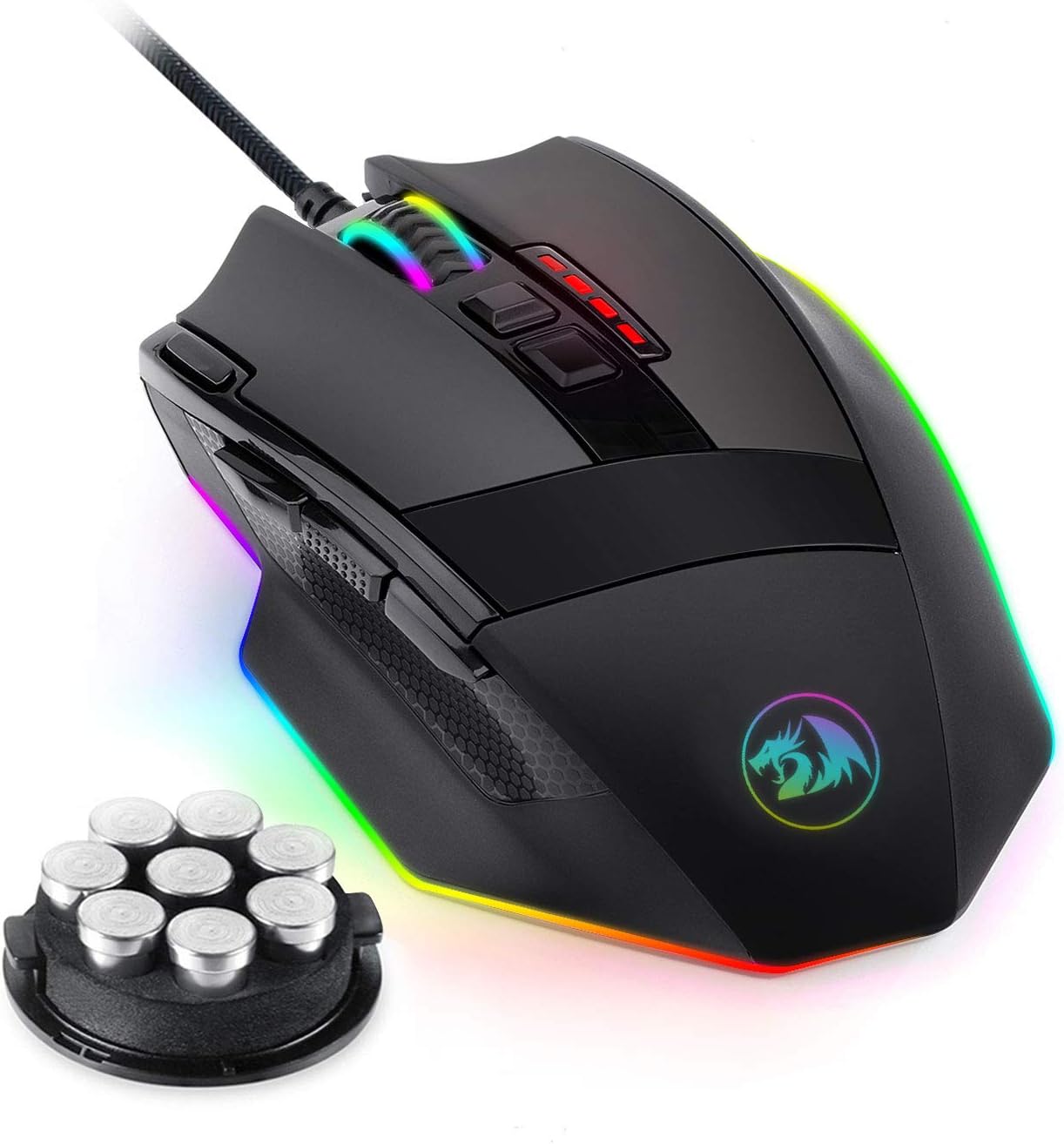 Redragon M801 Gaming Mouse, RGB PC Gaming Mouse MMO with 9 Programmable Buttons Macro Recording, 16000 DPI, Fire Button for Gaming Windows Computer - Wired, Black