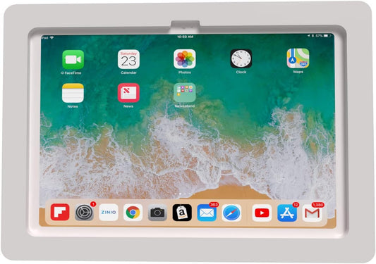 TABcare Anti-Theft Acrylic VESA Enclosure for Apple iPad 10 10.9" 2022, iPad 11" 2025 with Free Wall Mount Kit & 90-Degree Angle USB C Charge Cable (White)