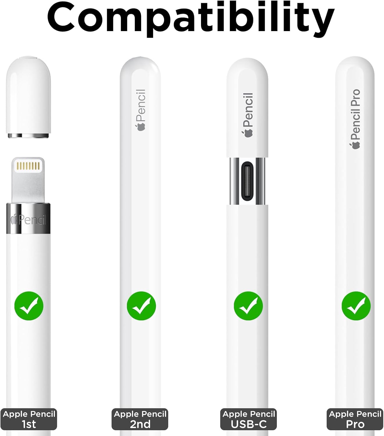 8 Pack Fine Point Replacement Tips Compatible with Apple Pencil 2nd Generation, Apple Pencil 1st Generation, Apple Pencil USB-C & Apple Pencil Pro Colorful iPencil Nibs (Clear + White)